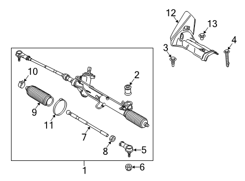 2012 Ford Transit Connect Steering Column & Wheel, Steering Gear & Linkage Gear Assembly Diagram for 7T1Z-3A500-A