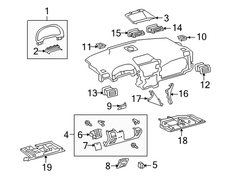 2013 Lexus RX450h Cluster & Switches, Head-Up Display Components, Instrument Panel Instrument Panel Cup Holder Sub-Assembly Diagram for 55618-48200