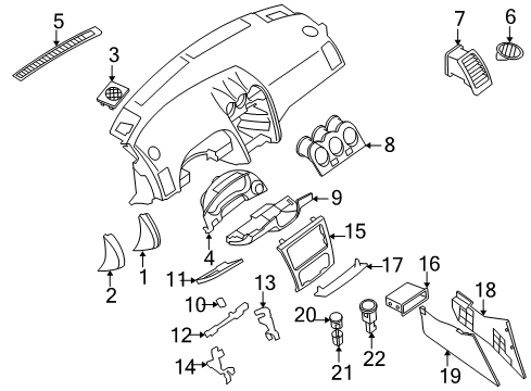 2007 Nissan Altima Cluster & Switches, Instrument Panel Grille-Front Defroster, RH Diagram for 68742-JA00A