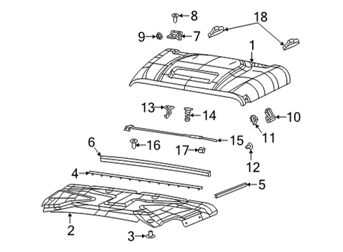 2022 Jeep Gladiator Hood & Components Hood Diagram for 68346961AA