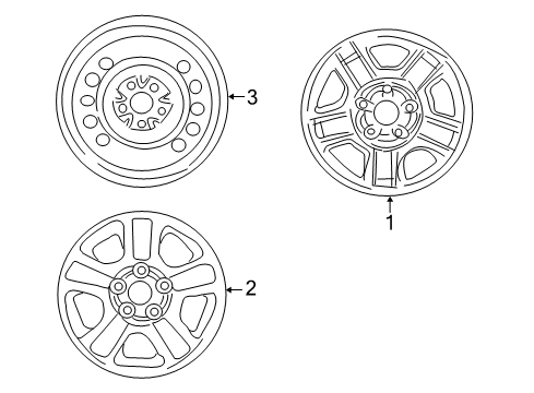 2006 Mercury Mariner Wheels Wheel, Alloy Diagram for 6E6Z-1007-A