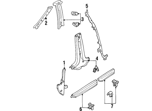 1997 Ford Escort Interior Trim - Pillars, Rocker & Floor Weatherstrip Pillar Trim Diagram for F7CZ7403598AAC