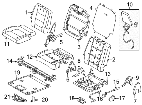 2017 Ford Explorer Third Row Seats Seat Back Pad Diagram for BB5Z-7866800-C