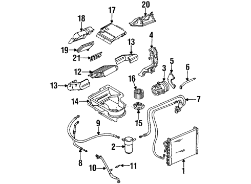 1995 Pontiac Trans Sport Blower Motor & Fan Tube Asm-A/C Condenser Diagram for 10205055