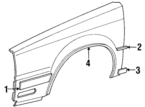 1992 Chrysler Imperial Exterior Trim - Fender Molding-Assembly-Front Fender Diagram for 4451065