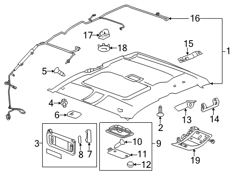 2010 GMC Sierra 1500 Interior Trim - Cab Dome Lamp Assembly Diagram for 25850225