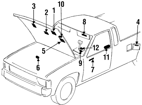 1996 Nissan Pickup Information Labels Label-Air Bag Diagram for 98591-10Y10