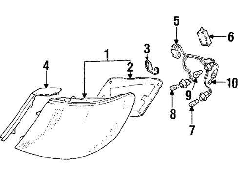 1997 Acura CL Tail Lamps Lamp, Passenger Side Diagram for 33501-SY8-A01