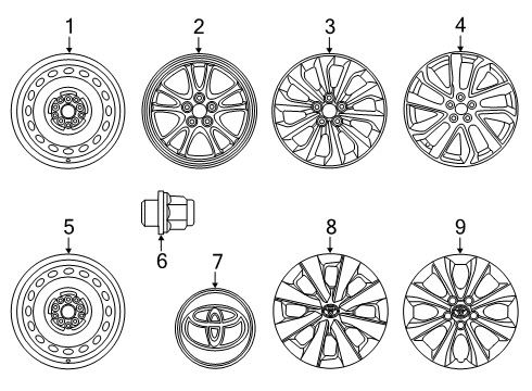 2022 Toyota Corolla Wheels, Wheel Covers & Trim Wheel, Alloy Diagram for 42611-12D50