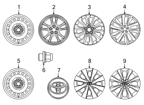 2020 Toyota Corolla Wheels, Wheel Covers & Trim Wheel, Alloy Diagram for 42611-02Q61