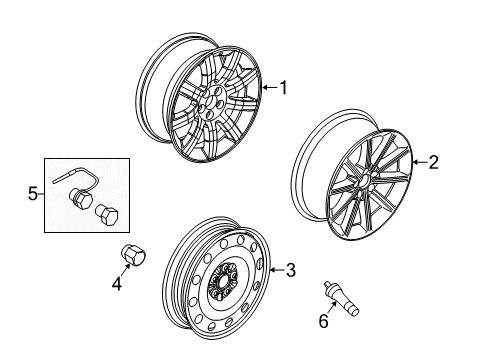 2011 Ford Flex Wheels Wheel, Alloy Diagram for BA8Z-1007-D