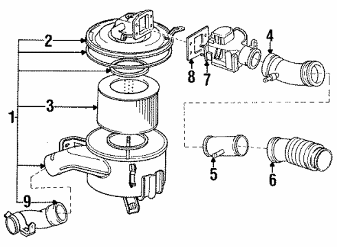 1992 Toyota Land Cruiser Powertrain Control Cover Assembly Diagram for 17705-61180