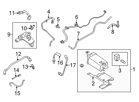 2014 Lincoln MKT Emission Components Vapor Hose Diagram for DA8Z-9S321-B