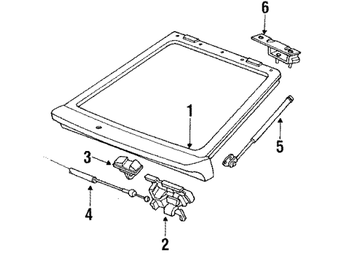 1988 Honda Accord Tail Gate Stay, Tailgate Open Diagram for 74820-SE0-013