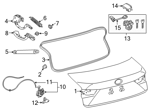 2015 Lexus RC350 Trunk Lid Hinge Assembly, Luggage Diagram for 64510-24060