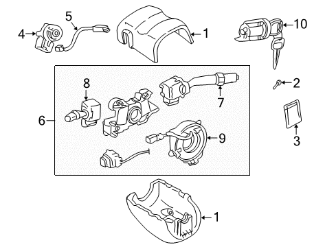 2003 Toyota Prius Ignition Lock Cylinder & Keys Diagram for 89709-47030