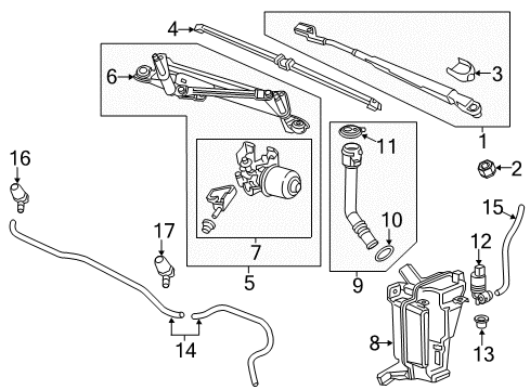 2019 Chevrolet Trax Wiper & Washer Components Motor & Linkage Diagram for 42333713