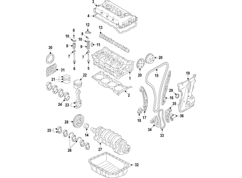 2016 Fiat 500X Engine Parts, Mounts, Cylinder Head & Valves, Camshaft & Timing, Oil Pan, Oil Pump, Crankshaft & Bearings, Pistons, Rings & Bearings, Variable Valve Timing Bearing-Connecting Rod Diagram for 5047637AC