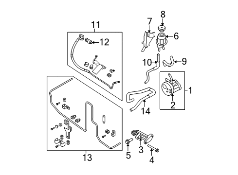 2016 Nissan Frontier P/S Pump & Hoses, Steering Gear & Linkage Oil Cooler Assembly - Power Steering Diagram for 49790-ZL02A