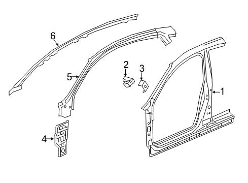 2021 Honda Civic Aperture Panel, Hinge Pillar Plr Comp L, FR. Diagram for 64520-TBC-325ZZ