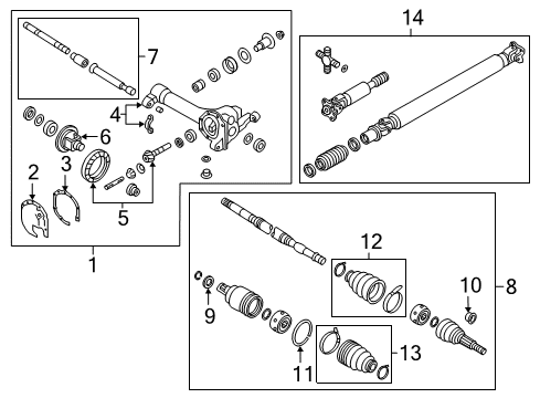 2020 Nissan Frontier Carrier & Front Axles Repair Kt OUTRH Diagram for C9241-9BT0A