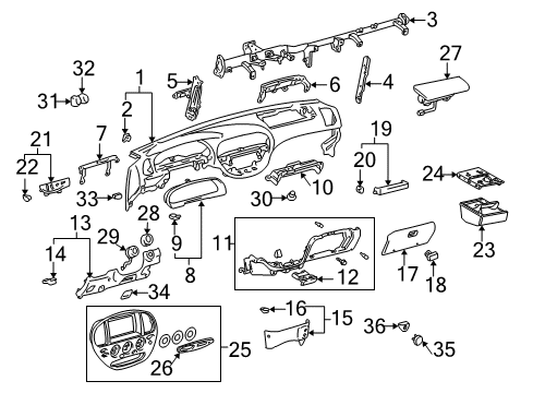 2000 Toyota Tundra Instrument Panel Lower Panel Blank Cover BLACK Diagram for 55539-32010-C0