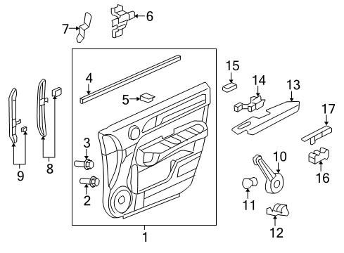 2009 Honda CR-V Interior Trim - Front Door Armrest, Right Front Door Lining (Atlas Gray) Diagram for 83502-SWA-A01ZA