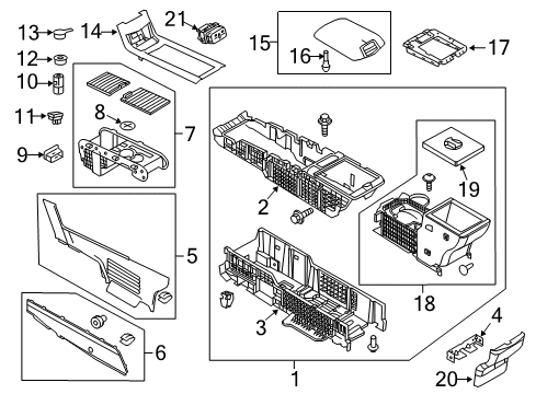 2011 Lincoln MKT Rear Console Console Panel Retainer Bracket Diagram for AA8Z-74045B32-A