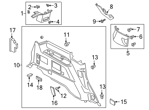 2021 Ford Expedition Power Seats Quarter Trim Panel Diagram for JL1Z-4031113-FC