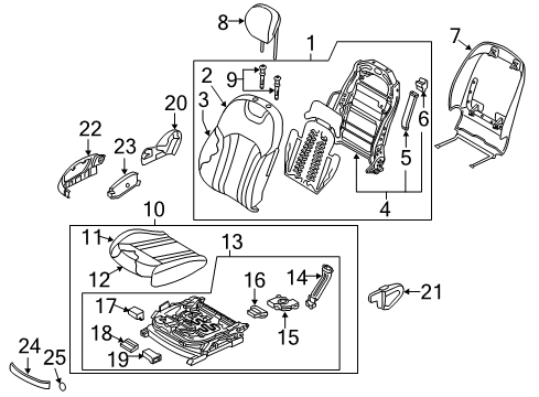 2015 Hyundai Genesis Passenger Seat Components Front Passenge Side Seat Cushion Covering Diagram for 88260-B1000-PPR