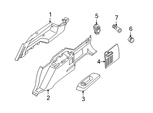 2004 Nissan Pathfinder Armada Interior Trim - Quarter Panels Cup Holder Assembly Diagram for 84957-7S000