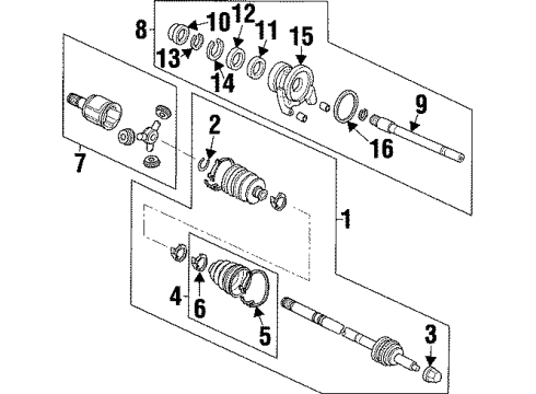 1996 Acura TL Drive Axles - Front CV Boot Set Diagram for 44018-SZ5-000