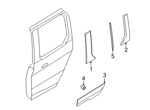 2018 Ford Transit Connect Exterior Trim - Side Loading Door Body Side Molding Diagram for DT1Z-6129077-CB