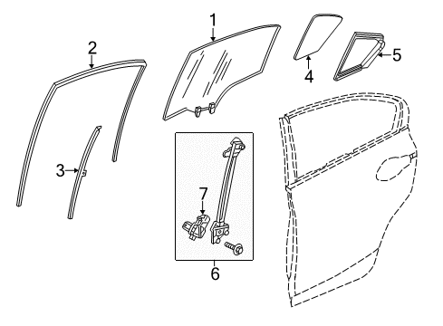 2013 Honda Civic Rear Door - Glass & Hardware Seal, R. RR. Diagram for 73441-TR3-A02