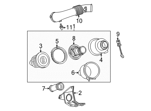 2004 Ford F-350 Super Duty Air Intake Air Cleaner Assembly Mount Bracket Diagram for XC3Z-9647-BB