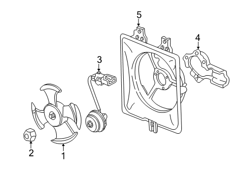 2000 Acura TL A/C Condenser Fan Protector, Fan Motor Diagram for 38619-P8E-A00