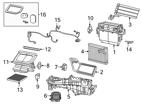 2022 Jeep Wrangler A/C Evaporator & Heater Components Bracket-Tube Diagram for 68301985AA