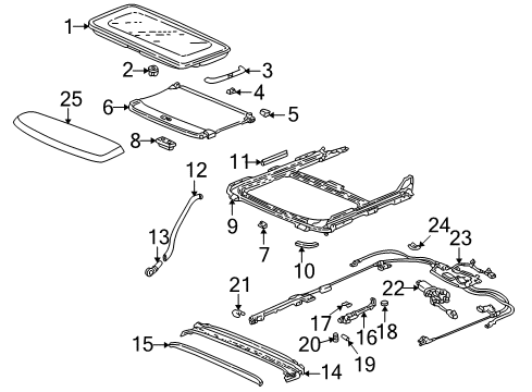 1999 Honda Accord Sunroof Cover, L. Stay Diagram for 70625-S82-A01