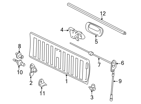 2001 GMC Sierra 3500 Tail Gate Hinge Asm-Pick Up Box End Gate (End Gate Side) Diagram for 15074252