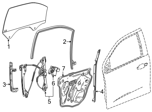 2020 Chevrolet Colorado Front Door - Glass & Hardware Guide Channel Diagram for 52031110