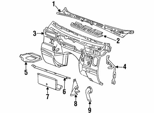 1995 BMW 325i Cowl Covering Left Diagram for 51711960843