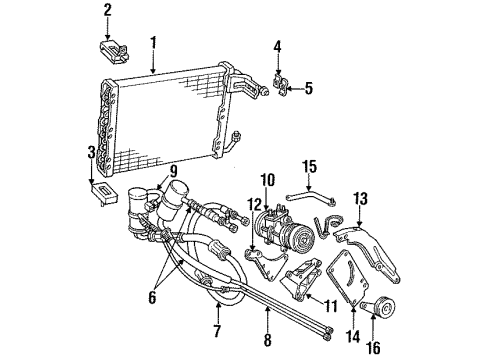 1989 Lincoln Town Car A/C Condenser, Compressor & Lines Compressor Support Bracket Diagram for E9VY-19703-A