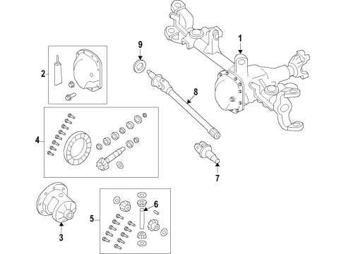 2021 Jeep Gladiator Front Axle, Differential, Drive Axles, Propeller Shaft Bearing-Intermediate Shaft Diagram for 68394144AA