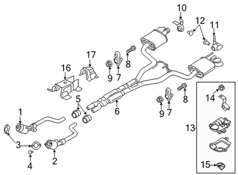 2021 Ford Mustang Exhaust Components Catalytic Converter Gasket Diagram for FR3Z-5B266-A