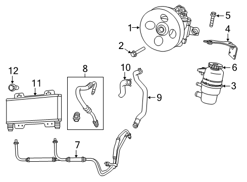 2016 Dodge Viper P/S Pump & Hoses, Steering Gear & Linkage Package-Power Steering Supply Diagram for 68028573AA