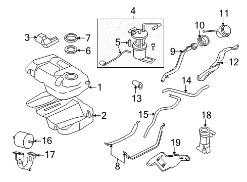 2008 Mercury Mariner Fuel Supply Fuel Tank Diagram for 8L8Z-9002-B