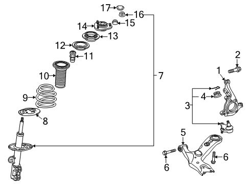 2012 Lexus HS250h Front Suspension Components, Lower Control Arm, Stabilizer Bar ABSORBER Set, Shock Diagram for 48520-79145