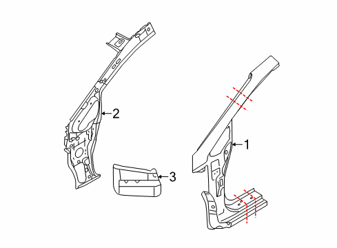 2014 Kia Forte5 Hinge Pillar EXTENTION Assembly-COWL Diagram for 71248A7000