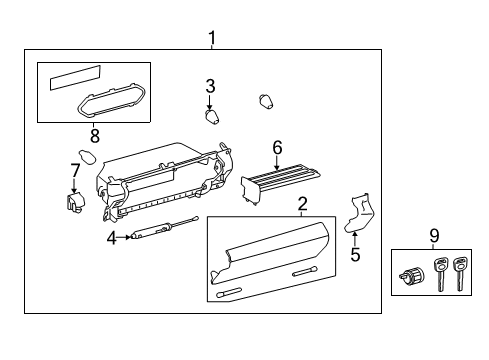 2016 Lexus RC200t Glove Box Plate, Glove Compartment Diagram for 55568-24030-C0