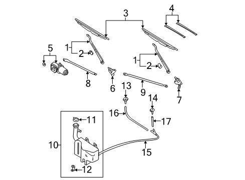 2000 Nissan Frontier Wiper & Washer Components Link Assy-Connecting, No 1 Diagram for 28841-3S500
